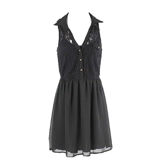 Speechless Dresses & Skirts - Speechless Sz S Black Lace Top Sheer Lined Skirt Poly Cotton Nylon Dress